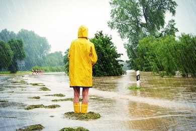 woman on a flooded street