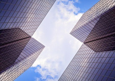modern office buildings in perfect symmetry.