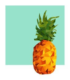 colorful summer concept illustration of pineapple fruit design in modern low poly style with geometric triangle shapes. eps10 vector.