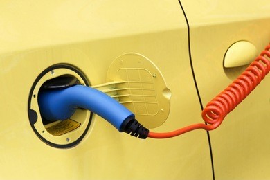 electric car in charging station 