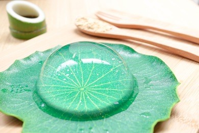 water cake (the water drop dessert mochi "mizu shingen mochi" or "yamanashi mochi "). a japanese style dessert with decoration. raindrop mizu mochi is a popular dessert in japanese, no calorie.