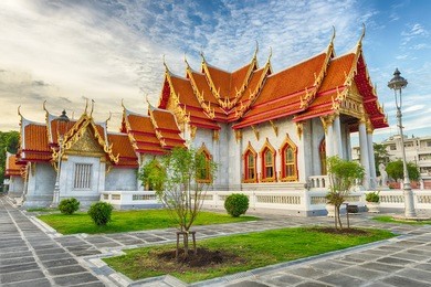 the marble temple of wat ben, one of the famous landmarks of bangkok