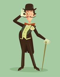 victorian gentleman. vintage britain gentleman in hat. vector flat cartoon illustration