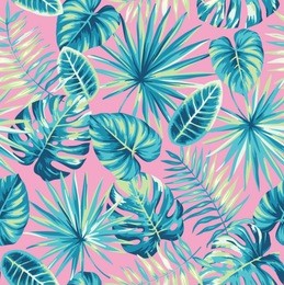 tropical seamless pattern with exotic palm leaves. vector illustration.