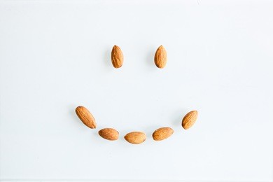almonds making a happy face