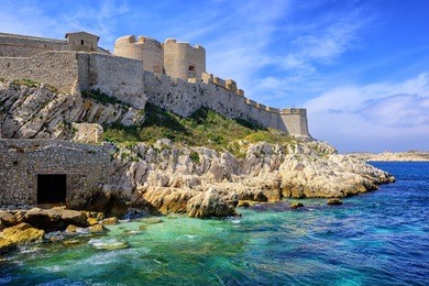 chateau d'if castle on an island in marseilles, france, famous through dumas novel "the count of monte cristo"