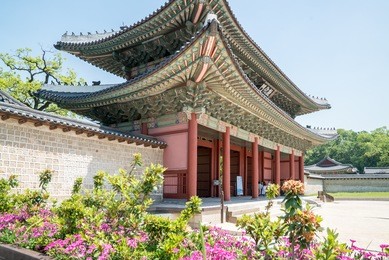 beautiful and old architecture in changdeokgung palace in seoul city at korea
