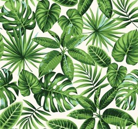 tropical seamless pattern with exotic palm leaves. vector illustration.
