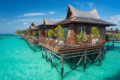 mabul island water bungalow, sabah, malaysia