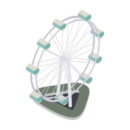 isometric 3d ferris wheel icon. illustration of london isometric ferris wheel icon vector isolated on white background