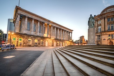 birmingham town hall is situated in victoria square, birmingham, england.