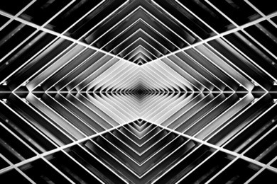 metal structure similar to spaceship interior in black and white