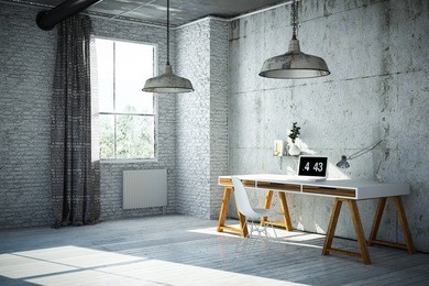 3d rendered industrial style workplace