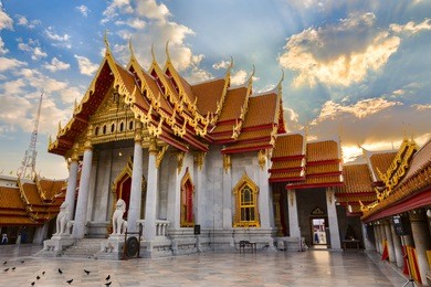 wat benjamaborphit or marble temple, traditional thai architecture, bangkok