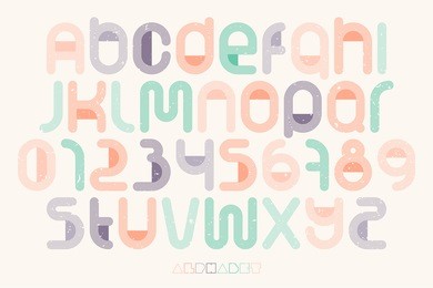 set of thin line style alphabet letters and numbers over paper texture. vector font type design. vintage, bold lettering icons. stylized logo text typesetting. colorful typography template
