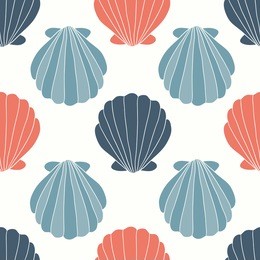 seashells seamless pattern vector. doodle colorful background. sketch objects marine illustration