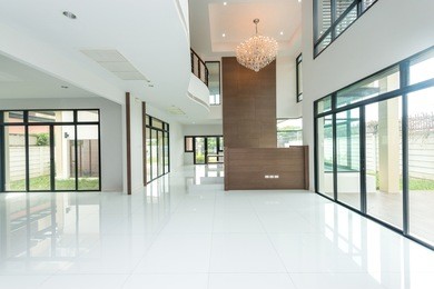 empty bright living room without furniture