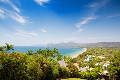 port douglas beach on sunny day from observation point