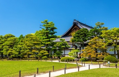 grounds of nijo castle in kyoto, japan