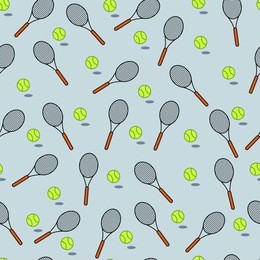 tennis pattern. sports equipment hand drawn seamless pattern vector. vector illustration