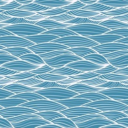 blue simple wavy seamless pattern, with white lines and curves