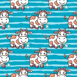 seamless funny pattern with doodle cartoon cow