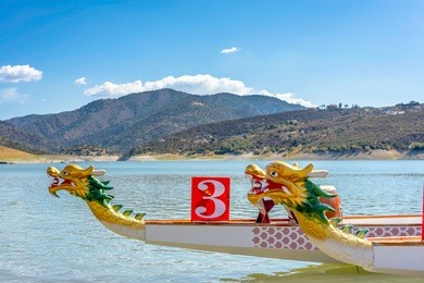 prow of dragon boat - traditional asian longboat.