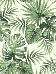 tropical seamless pattern with exotic palm leaves. vector illustration.