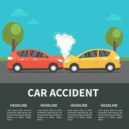 
car accident concept illustration. vector infographic template.