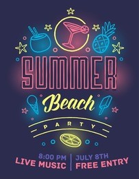 summer beach party poster. vector illustration