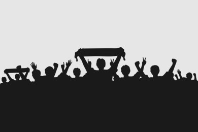 silhouettes of fans celebrating a goal. rio olympics 2016. vector illustration