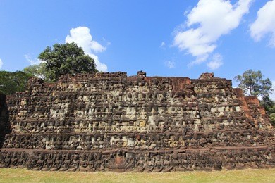terrace of leper king near angkor thom, siem reab, cambodia