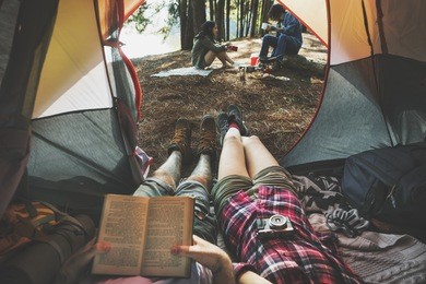 friends camping relax vacation weekend concept