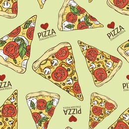 seamless with pizza. hand drawn