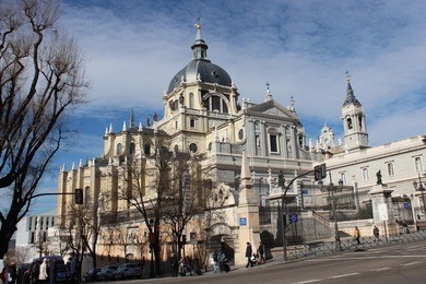 catedral de santa maria la real de almudena or cathedral od madrid, in spain.