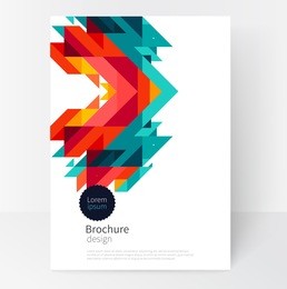 minimalistic white cover brochure design. flyer, booklet, annual report cover template. modern geometric abstract background. blue,yellow and red diagonal lines & triangles. vector-stock illustration