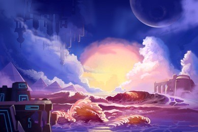 the alien planet. video game digital cg artwork, concept illustration, realistic cartoon style
