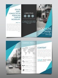 blue blue business three fold brochure annual report flyer design template vector, leaflet cover presentation abstract geometric background, layout in a4 siz