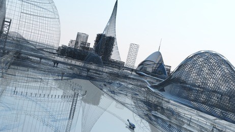 3d illustration. the city of the future