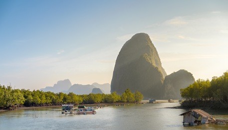 sunrise of the mangrove forest phang-nga thailand. perfect holidays