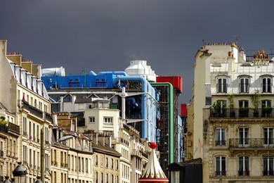 typical paris street view, summer day.  france