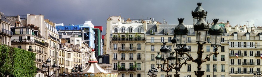 typical paris street view, summer day.  france