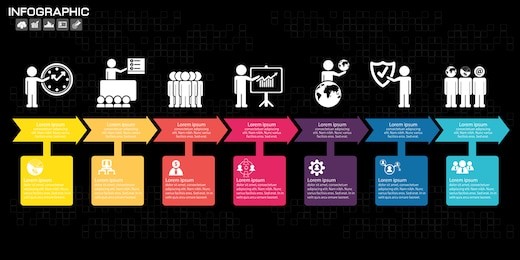 timeline infographics design template with 7 options, process diagram, vector eps10 illustration