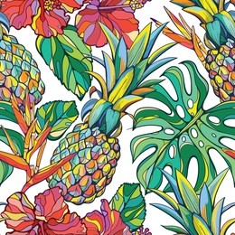 colorful seamless vector tropical pattern