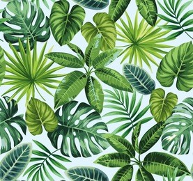 tropical seamless pattern with exotic palm leaves. vector illustration.