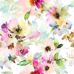 seamless pattern with flowers watercolor. gentle colors. handmade.