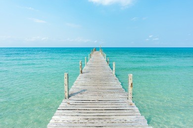 wooden bridge to the ocean