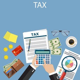 tax payment. government taxes. state taxes. data analysis, paperwork, financial research report businessman calculation tax. calculation of tax return. flat design. tax form vector. payment of debt.
