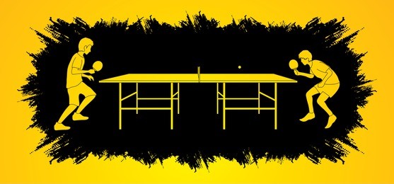 ping pong 2 player designed on grunge frame background graphic vector.