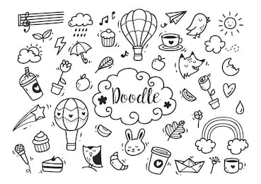 set of cute hand drawn doodle